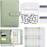PU Leather Notebook A6 Binder DIY Planner Organizer 8 Zipper Pockets 12Pcs Budget Sheet 2Pcs French Alphabet Stickers Note Books Pads