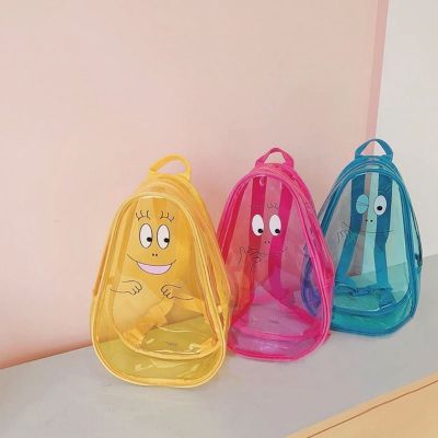 Meow Meow Star New Baba Daddy Jelly Backpack Transparent Student Backpack Cartoon Cute Girly Heart School Bag 【AQUA】✁✶