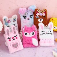 ✗ Cartoon Rabbit Plush Notebook Cute Fox Deer Hand Book Mini Diary Book For Kids Gifts Student School Office Stationery