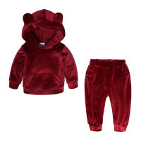 New Spring Boys Clothing Sets Children Hooded Sweatshirt Pants Suits Baby Outfit Toddler Girls Covering Kid Velvet Warm Costume