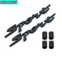 DSYCAR 1คู่3D โลหะกีฬาโลโก้รถตราสัญลักษณ์สติ๊กเกอร์4ชิ้น Knurled สไตล์ที่มีแกนพลาสติกวาล์วหมวกสำหรับรถสากล