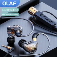 ZZOOI OLAF 3.5mm Wired Earphones Stereo 90° Elbow Headphones HIFI Bass Hands-free Earbuds With Mic Headset For Games Broadcast Karaoke