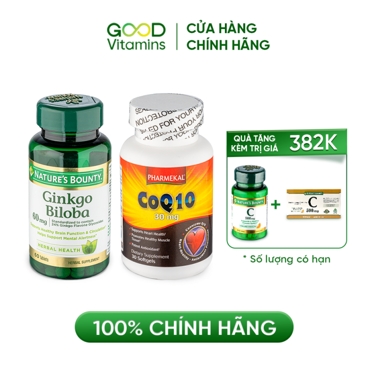 [TẶNG VITAMIN C 382K] Combo Hỗ Trợ Tim Mạch & Thần Kinh, Ginkgo Biloba
