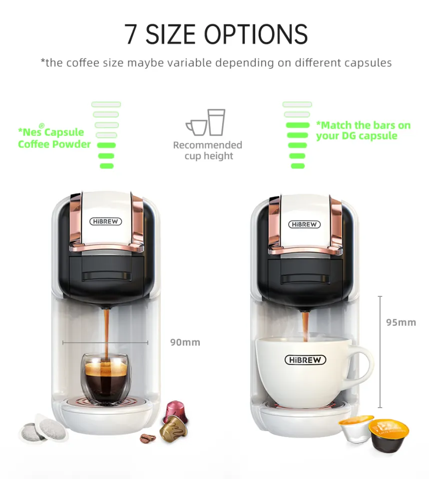 Pod Coffee Maker Single Serve, HiBREW 5-in-1 Espresso Machine for Pods,  K-cup*/Nes* Original/DG*/ESE Pod/Espresso Powder Compatible, Cold/Hot Mode,  20