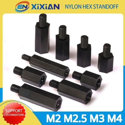 M2 M2.5 M3 M4 Black Nylon Hex Male Standoff Spacer Pillar Mount Thread PCB Plastic Hexagon Motherboard Bolt Spacing Screw Nails  Screws Fasteners