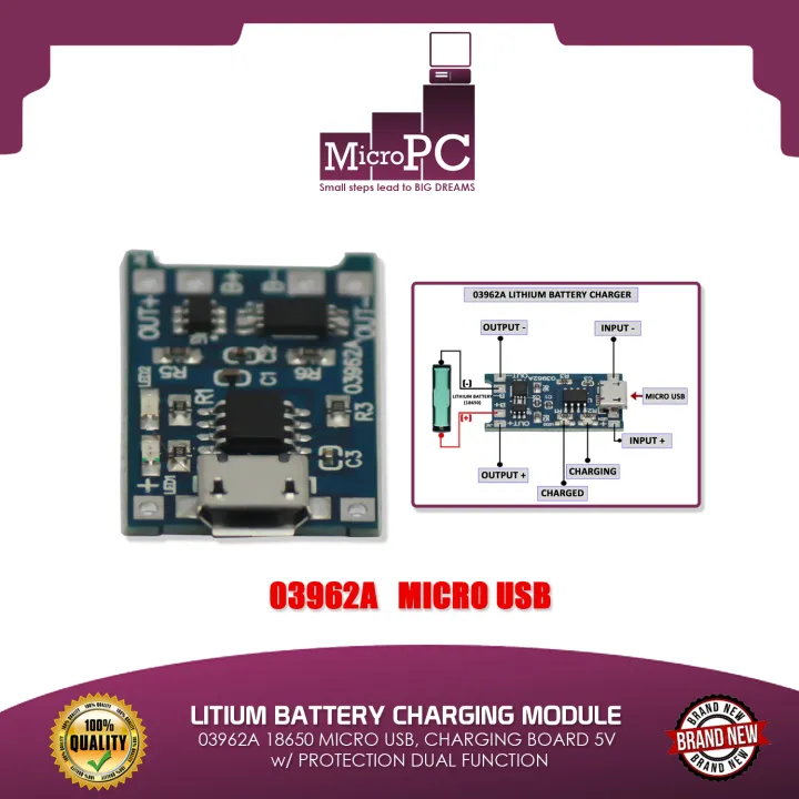 Litium Battery Charging Module 03962a 18650 Micro Usb, Charging Board 