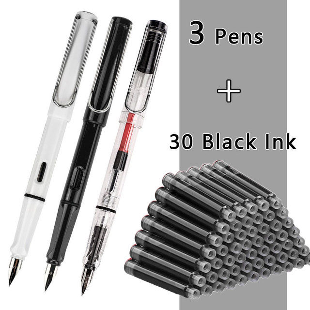 zzooi-33-pcs-fountain-pen-set-school-student-pens-replacable-ink-set-black-blue-red-ink-ef-0-38-mm-office-writing-supplies-stationery
