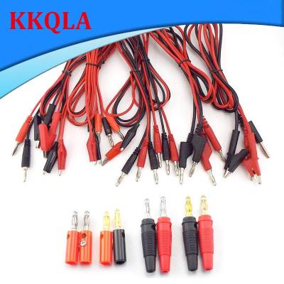 QKKQLA 4mm Banana Plugs Dual Alligator Clip Cable Connectors Test Lead Cord Probe Gold Plate Audio Speaker Wire for Multimeter