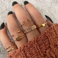 Gold Heart Open Knuckle Ring ชุด6จัดส่งฟรีในหลายภูมิภาคแหวนสำหรับผู้หญิง