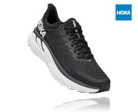 HOKA ONE ONE CLIFTON 7 WIDE MEN BLACK/WHITE รองเท้าวิ่งผู้ชาย รองเท้าวิ่งสีดำ รองเท้าวิ่งถนน