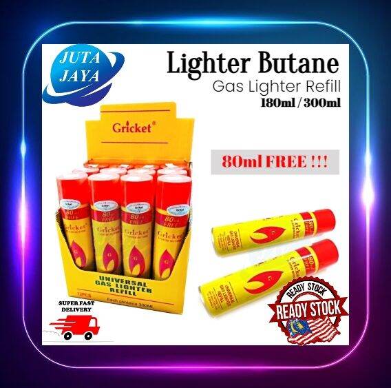 Universal Gas Lighter Refill 300ml Free 80ml or 180ml Gricket / Glictel