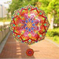 1 Piece Mandala Wind Spinner Metal 3D Rotating Windchimes Luxury Art Garden Hanging Outdoor Decoration