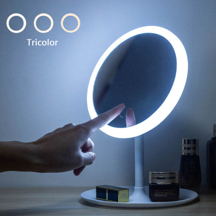 LED Vanity Mirror with Light Rechargeable Makeup Mirror Adjustable Face