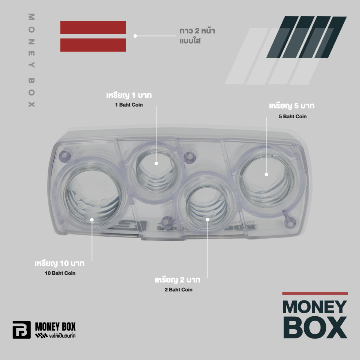 กล่องเก็บเหรียญสปริง-กล่องใส่เหรียญ-กล่องแยกเหรียญ-ที่เก็บเหรียญ-ที่ใส่เหรียญ-รุ่นสไลด์-พร้อมที่หนีบบัตร