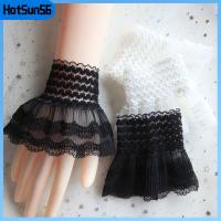 HOTSUN56 1Pair การป้องกันแสงแดด ถุงมือสำหรับเด็ก ที่คลุมแขน ที่ปิดรอยแผลเป็น แขนเสื้อปลอม ปลอกข้อมือลูกไม้ แขนข้อศอกมีระบาย ปลอกแขนถอดออกได้