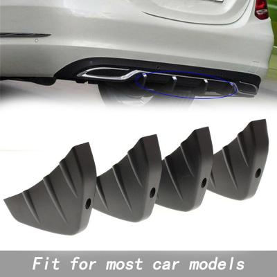 EIDRAN 4pcs Black Car SUV Rear Bumper Diffuser Molding Shark Fin Spoiler Protector Cover Universal