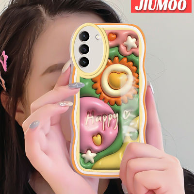 JIUMOO เคสปลอกสำหรับ Samsung S22บวก S22พิเศษ5G 3D ลายการ์ตูนดอกทานตะวันสุดสร้างสรรค์สีสันสดใสลายคลื่นขอบเคสโทรศัพท์แบบใสป้องกันเลนส์กล้องเคสนิ่มโปร่งใสกล่องกันกระแทกซิลิโคน