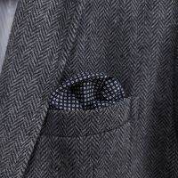 ผ้าเช็ดหน้า/ผ้าใส่กระเป๋าสูทสีดำลายจุด Pocket Square Black Printed Dot บริการเก็บเงินปลายทาง