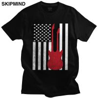 Retro Grunge America Usa Flag Guitar T Homme Guitarist Music Lover Tee Short Sleeved Tshirt