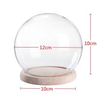 Glass Dome Cover for Flower Succulent Plants Vase with Wood Cork Table Decor DIY Dustproof Case Box Display Stand 12cm