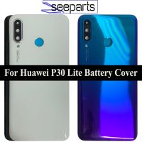 ประตูกระจกแบตเตอรี่พร้อมเลนส์สำหรับ Huawei P30 Lite MAR-L01A LX1A L21A ชิ้นส่วนซ่อมแก้วฝาหลังสำหรับชิ้นส่วนที่เปลี่ยนฝาครอบ Huawei Nova 4E ฝาหลัง