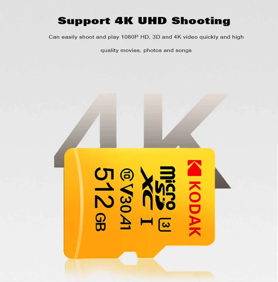 Kodak Micro SD Card 32GB 4K U3 A1 V30 Ultra Performance Class 10 à