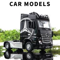 โลหะผสมหล่อขึ้นรูปจำลองรถบรรทุก Mercedes-Benz ACIROS 1:24รถโมเดลไฟเสียงดึงถอยหลัง A561ของขวัญของเล่นเด็ก