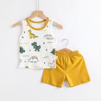 Baby Boys Girls Pajamas Summer Sleeveless Childrens Clothing Sleepwear Cotton Pyjamas Sets For Kids 2 3 4 5 6 8 Years