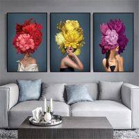 สาวสวย Peony ดอกไม้ผ้าใบโปสเตอร์ HD พิมพ์ภาพวาด North Abstract Wall Art สำหรับห้องนั่งเล่นยุโรปตกแต่งบ้าน