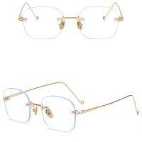 AHOUR Fashion Rimless Glasses Computer Alloy Square Glasses Gift Anti Blue Light PC Korean Female For Men EyewearMulticolor