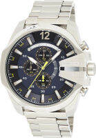 Diesel Mens Mega Chief Quartz Stainless Steel Chronograph Watch, Color: Silver-Tone (Model: DZ4465)