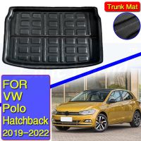 สำหรับ VW Volkswagen Polo 2019-2022ด้านหลังรถยนต์มีประตูท้ายผ้ายางปูท้ายรถพรมที่เก็บของพรมปูพื้น2020 2021