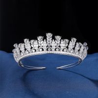 [COD] Cross-border full zircon electroplating womens double-layer crown bridal wedding headdress headband hand-shaped hairpin zirconium