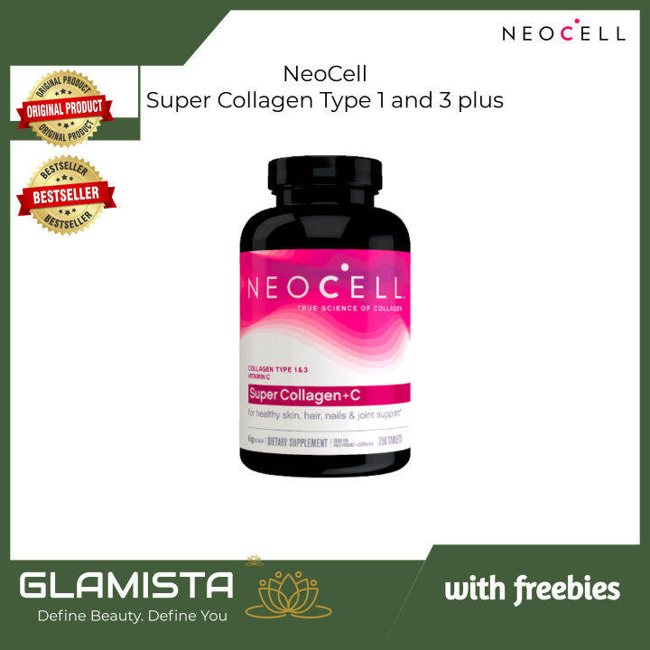 GLAMISTA NeoCell Super Collagen Type 1 and 3 plus C Tablets, Bottle of