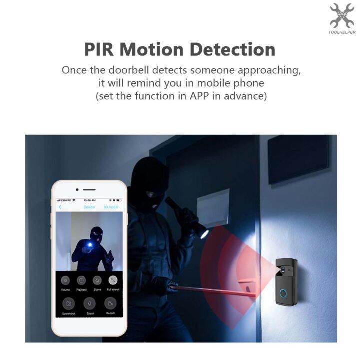 toolhelper-ออดประตูวิดีโอไร้สาย-720p-อินเตอร์คอมแบบเรียลไทม์-วิสัยทัศน์กลางคืน-2-ทาง-พร้อมเลนส์-166-องศา-และที่เก็บเมฆ