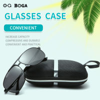 OQ BOGA เคสใส่แว่นตาสำหรับทุกเพศ,ทำจากพลาสติก EVA สีดำสำหรับเดินทางกล่องป้องกันแว่นมีซิปพกพาได้พร้อมสายคล้อง