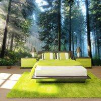 {KUT Department Store} HD Green Forest Tree Scenery Large Wall Painting Wall Papers Home Decor Living Room Sofa Bedroom Backdrop Wallpaper Custom Mural