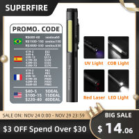 SUPERFIRE J01 edc flashlight (COBLEDUVRED) Pen Torch with Stepless dimming Lantern for camping, inspection