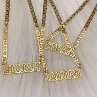 【Preflow ornament】 NoeliaGold Chokernamepersonal Flat Chain Nameplatefor Women Men Jewelry Gifts