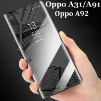 สำหรับ OPPO A96 A76 A95 Reno 6 6Z A54 A74 5G Reno 5 5F A94 A93 Reno 4 4F A92/A31/A91/A52กระจกสมาร์ทเคสหนังเคสแบบพับปิดได้กรณี