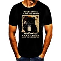 Cat Cat Coffee Feel Good Gift Print Tshirt T-Shirt Mens- show original title