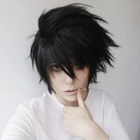 Anime Death Note L Cos Wig Mens L.Lawliet Short Black Heat Resistant Hair Pelucas Cosplay Costume Wigs + Wig Cap