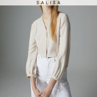 SALISA - SHIRT Ruched Back Cropped Color: Linen