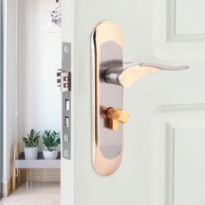 ┅✁ Household Entry Security Indoor Door Handle Lock Set With Keys Retro Electroplating Aluminum Alloy Mute Interior Door Lever Lock