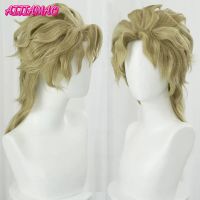 Dio Brando Cosplay Jojo Bizarre Adventure Cosplay Men Short Golden Wig Cosplay Anime Cosplay Wig Heat Resistant Synthetic Wigs