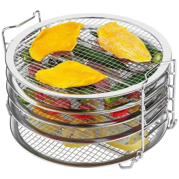 A set Air Fryer Rack Air Fryer Accessories, 304 Stainless Steel Multi-Layer  Rectangle Stackable Dehydrator Rack Compatible with Ninja Dual DZ201 /  DZ401 Air Fryer