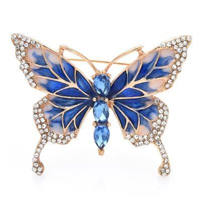 Wuli&amp;baby Enamel Butterfly Brooches For Women Unisex 4-color Rhinestone Beauty Classic Insects Party Office Brooch Pin Gifts