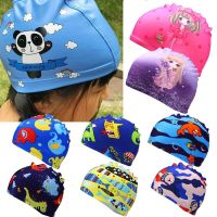 Printed Ears Pleated Sports Accessories Elastic Nylon Turban Long Hair Protect Pool Bathing Hats Kids Swimming Cap Swim Caps