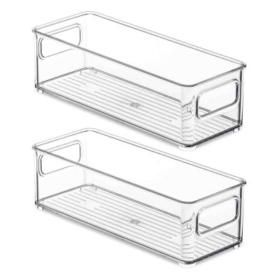 Refrigerator Organizer Bins, Clear Stackable Plastic Food Storage Rack with Handles for Pantry, Kitchen