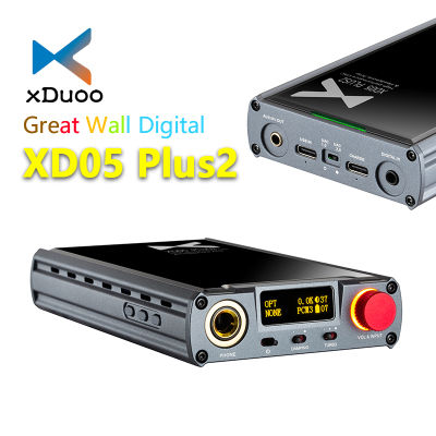 XDuoo ตัวถอดรหัส XD05เครื่องขยายเสียงหูฟัง Plus2บลูทูธ5.1แบบพกพา DAC XD-05Plus II IEM แอมป์เอาต์พุต Power1200mW ชิป AK4493EQ